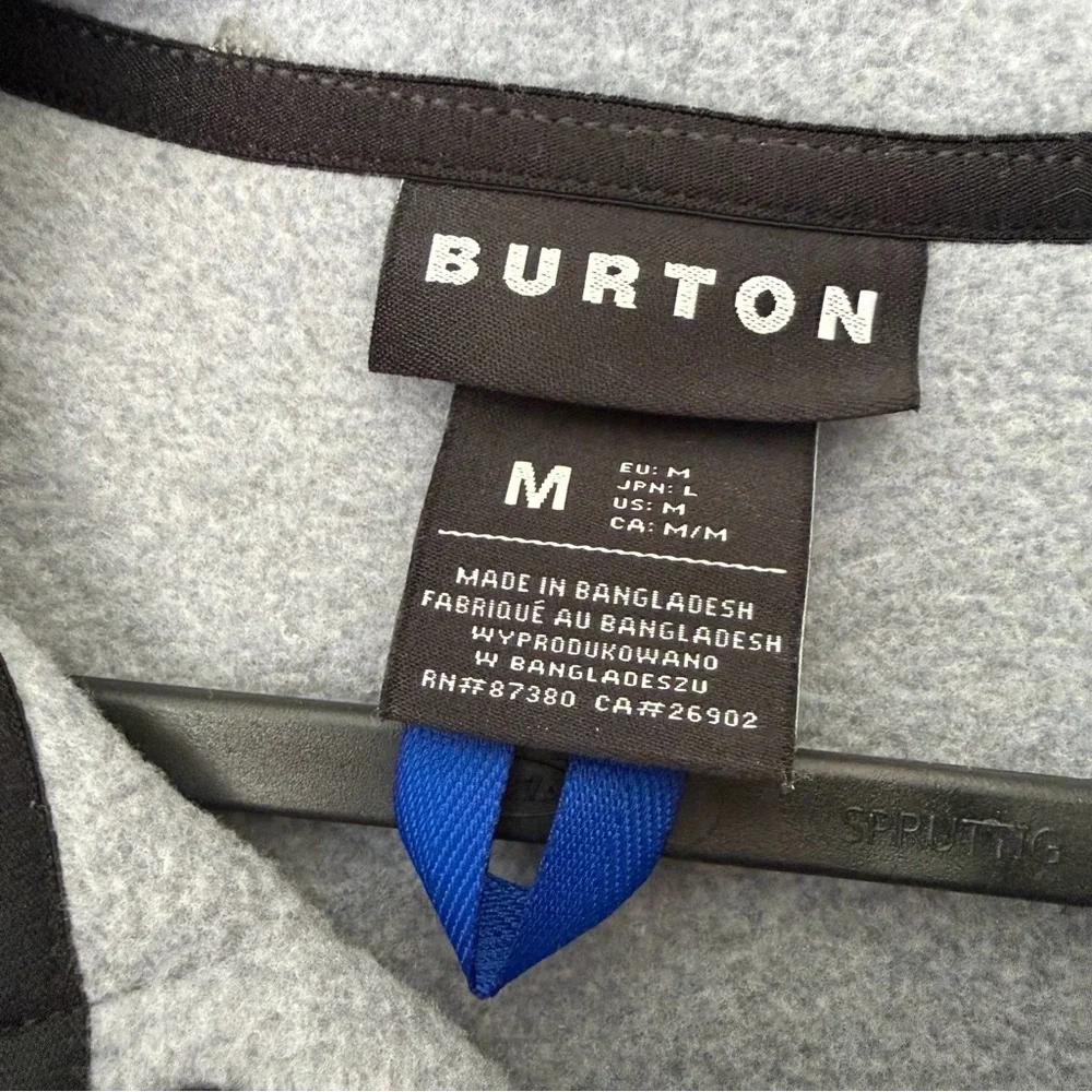 Burton Gray Cinder Fleece Pullover with Black Trim Medium